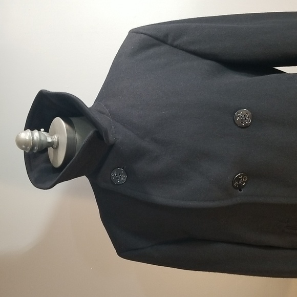 Sterlingwear of Boston Inc. men sz 42 100% wool pea coat black nautical buttons - Picture 7 of 12